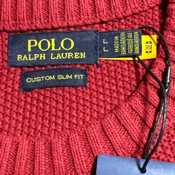 NWT Polo Ralph Lauren Men's Cotton Knit Crewneck Sweater Red Large - Picture 4 of 13